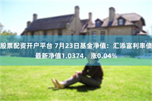 股票配资开户平台 7月23日基金净值：汇添富利率债最新净值1.0374，涨0.04%