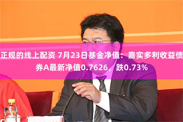 正规的线上配资 7月23日基金净值：嘉实多利收益债券A最新净值0.7626，跌0.73%