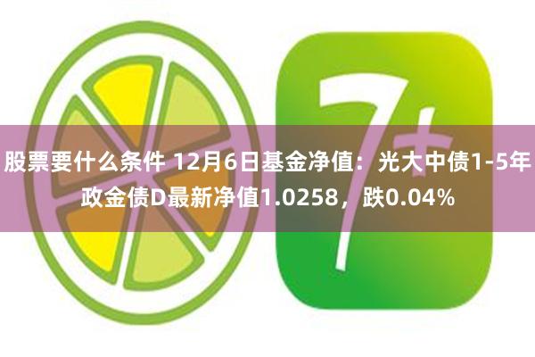 股票要什么条件 12月6日基金净值：光大中债1-5年政金债D最新净值1.0258，跌0.04%